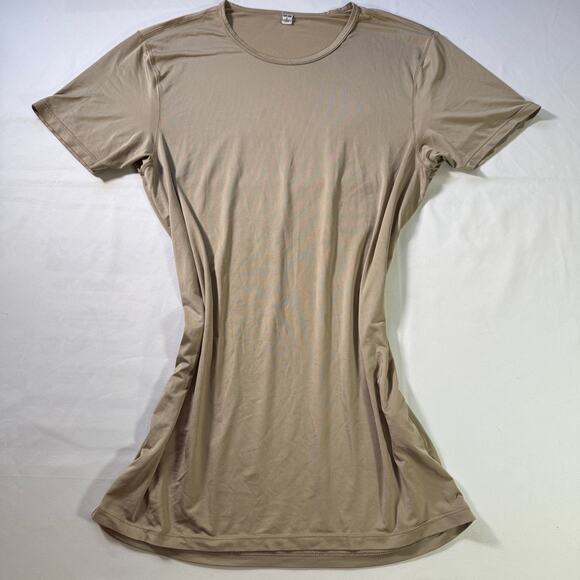 UNIQLO AIRism Beige Short Sleeve Stretch Tee Shirt Size Small - Picture 1 of 6